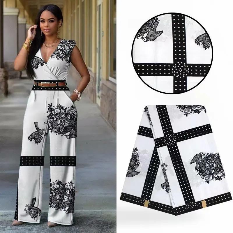 6 ярдов/партия Горячая белый и черный печатных Птичье гнездо воск для Батика с принтом африканская воскированная ткань для одежды WH10