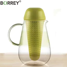 BORREY 350Ml Clear Glass Tea Pot Heat Resistant Glass Tea Cup With Lid And Strainer Puerh Milk Oolong Teapot With Infuser Filter