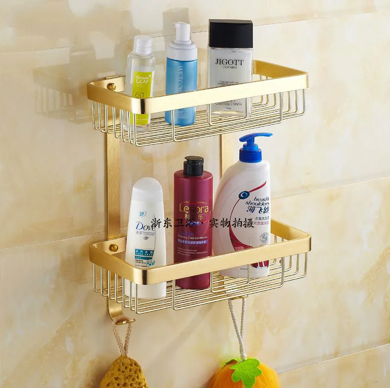 

Golden Toilet Bathroom Shelf Bracket European Cosmetic Storage Rack Supplies Bathroom Rack 19023