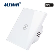 MXAVNI EU/UK Touch Switch LED Wall Light Switch 110-240V 1 Gang 1 Way Waterproof Crystal Tempered Glass Panels