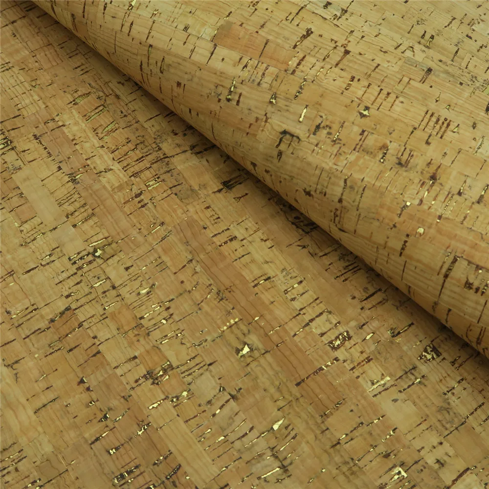 Portugal cork fabric 68*50cm/26.7*19.6inch natural with gold color