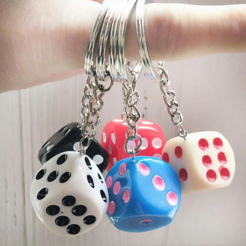 Colorful Dice Key Pendant Sport Keyring DIY Jewelry Accessories