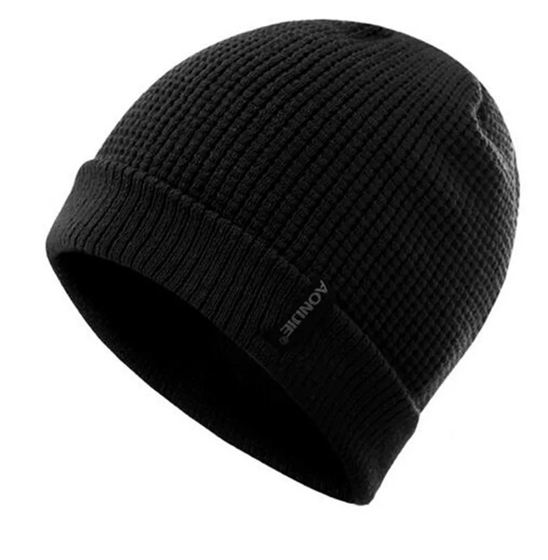AONIJIE зимняя ветрозащитная шапка для бега, Зимние Теплые Спортивные Вязаные шапки, уличная спортивная шапка для сноубординга для мужчин и женщин - Цвет: Черный