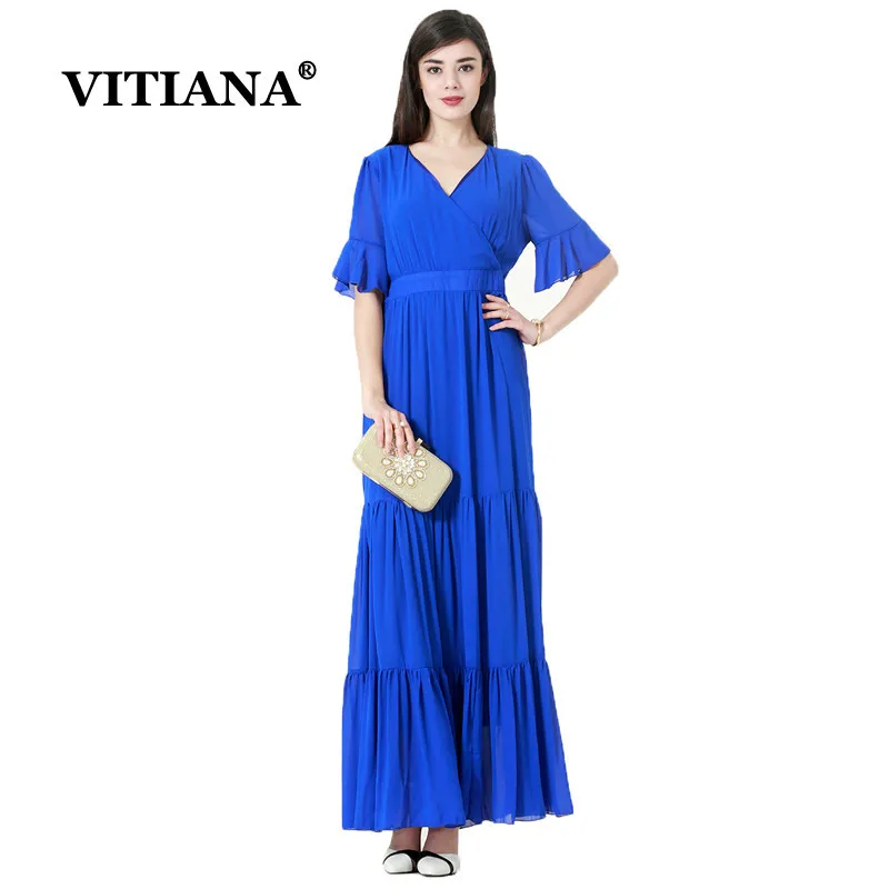 2016 Estate Nuovo Modello Europeo Split Comune Sarà Pendolo V Piombo Suit-vestito Chiffon Codice In Vacanza Sandy Vestito dalla spiaggia