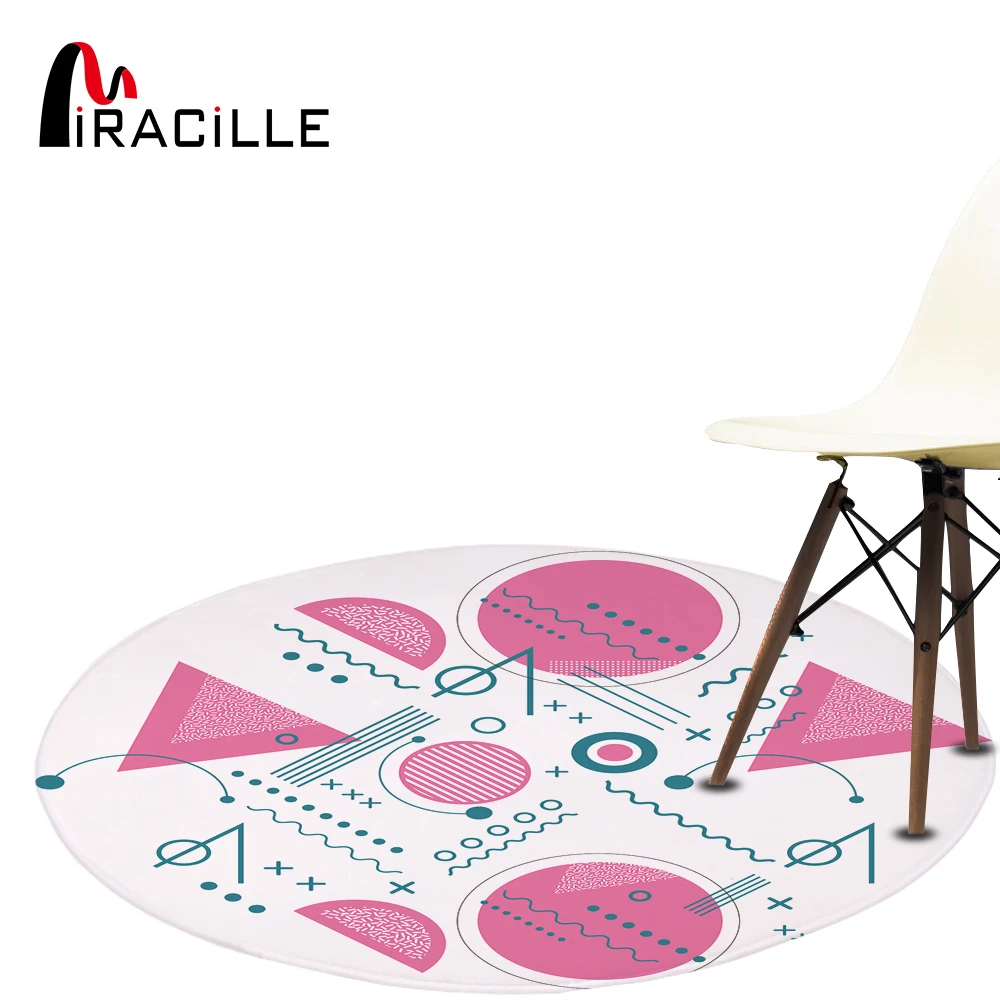 Miracille Scandinavian Style Polygonal Round Carpet Children Bedroom
