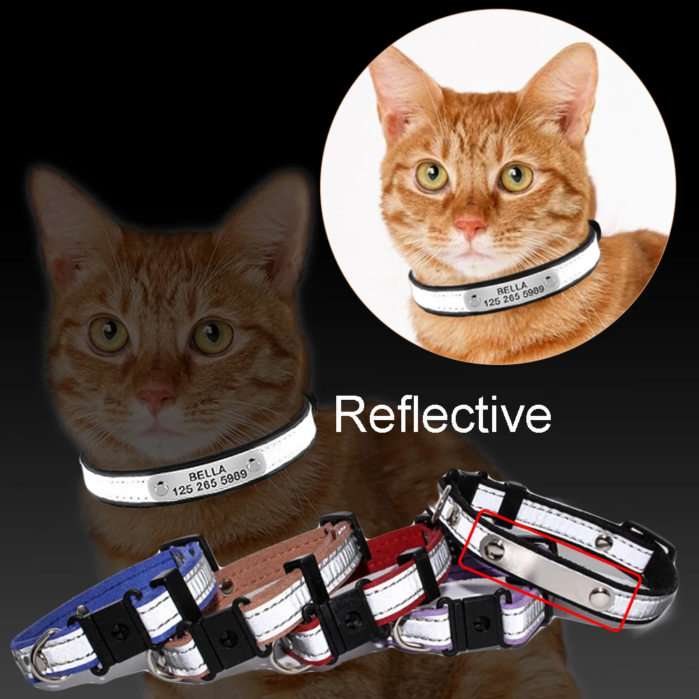 YOUALSO Cat Collar Personalized With Bell, Custom Engraved Name Plate Id Tag Phone Number, Cute