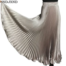 Новые Модные Элегантные миди-ботильоны Длина Юбки для женщин эластичный пояс Плиссированные дизайнерские женские Для женщин пляжные Однотонная одежда юбка макси K118