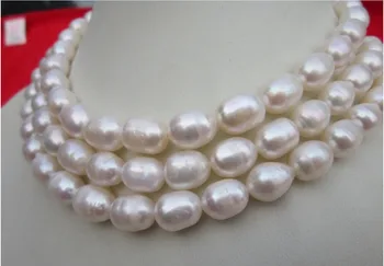 

classic 9-10mm south sea baroque white pearl necklace 50" 14k