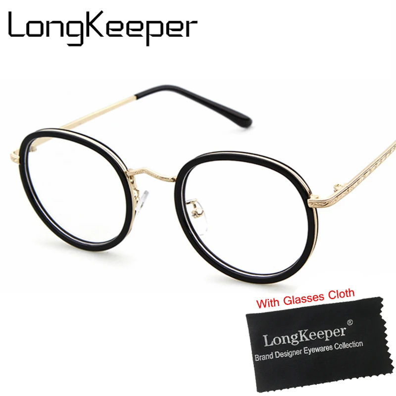 

LongKeeper New Eyeware Frame Women Men Glasses Brand Design Optical Frames Clear Lens Eyeware Gold Black gafas de grau G1907