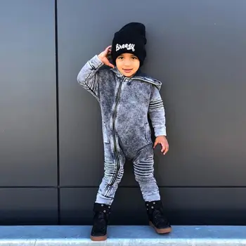 

0-3T Infant Newborn Kid Baby Boy Girl Clothing Denim Hooded Romper Fashion Jumpsuit Pants Outfit Childrens costume Streetwear
