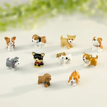 

Cartoon mini dog ornaments moss green micro landscape with the world famous dog flower