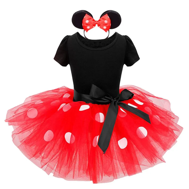 

Summer Girls Dresses 2018 Minie Princess Party Dresses Ear Headband Wedding Dress For Girl Kids Clothes Children Clothing 9M-6T