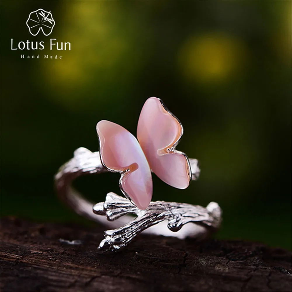 Lotus весело Настоящее серебро 925 проба Натуральный ручной работы дизайнер