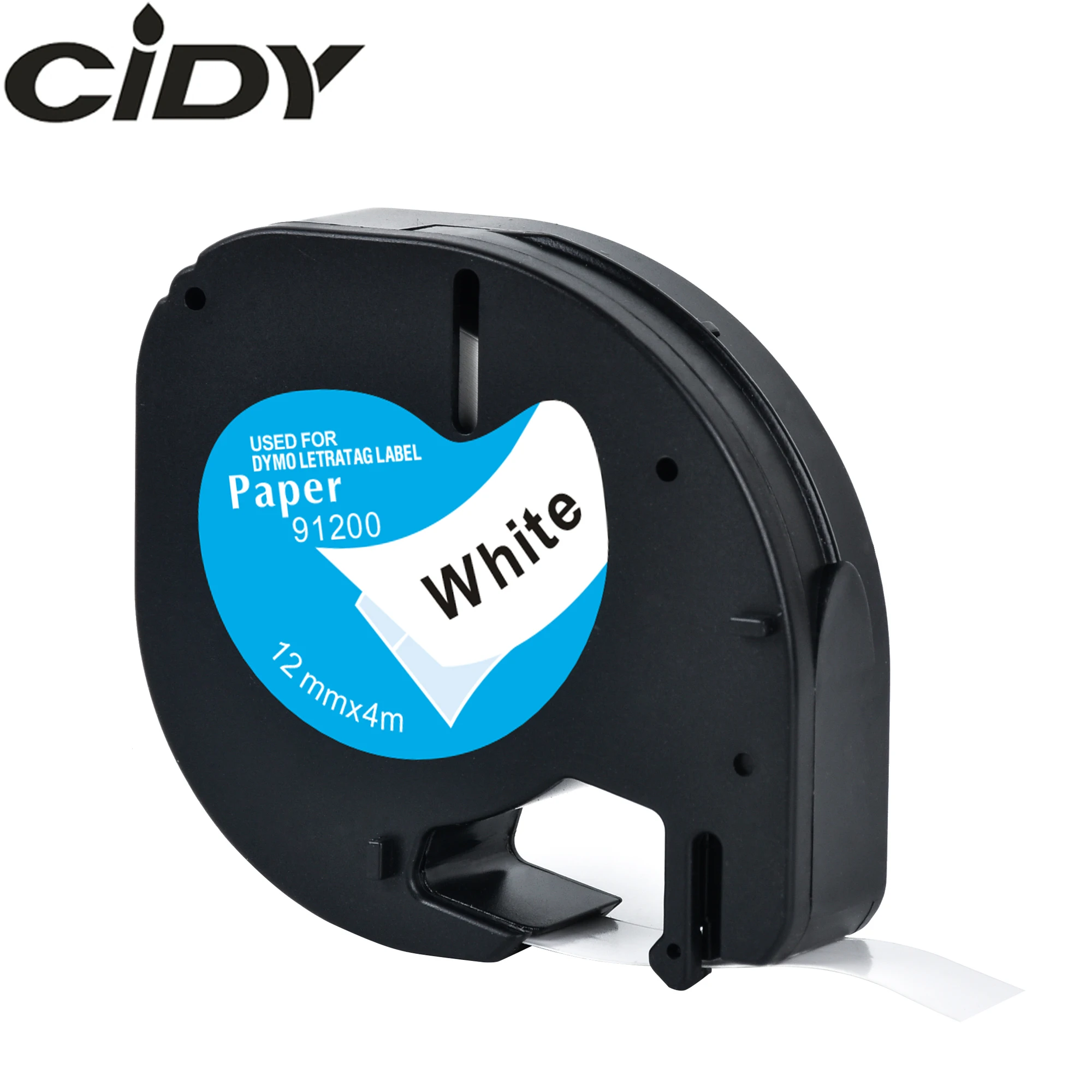 CIDY LT 91200 91330 91220 LT91200 совместимый LT 91201 12 мм черный на белая бумажная лента Dymo Letratag ламинированная лента для LT-100H