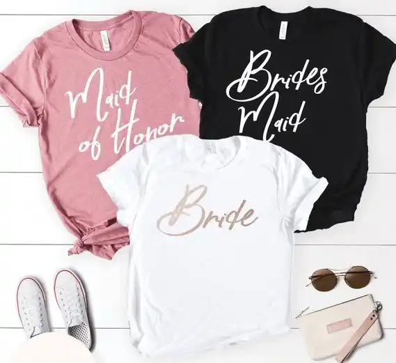 rose gold bridesmaid shirts