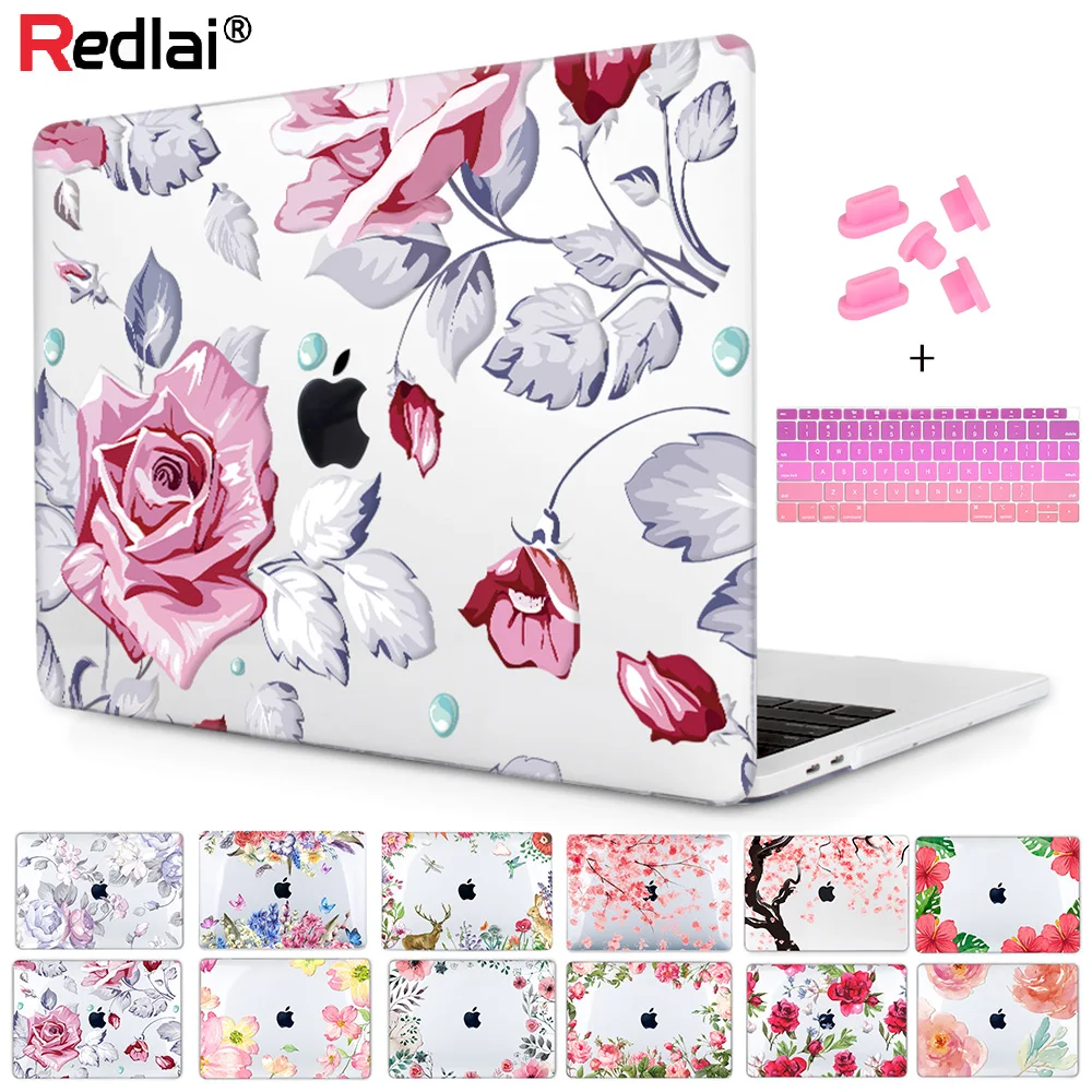 Чехол для ноутбука Redlai с цветочным принтом для Apple Macbook Air, 13,3 дюймов, Pro, 15,4 дюймов, retina, 12 дюймов, новинка, для Macbook, 16 дюймов