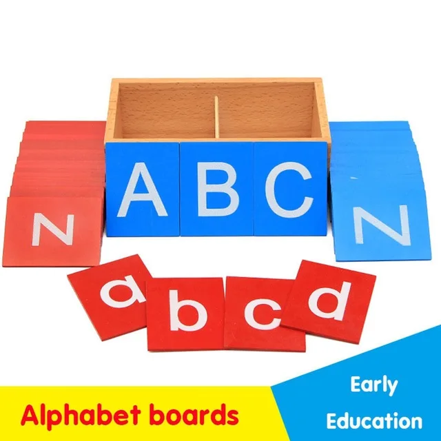 Montessori Lower And Capital Case Sandpaper Letters Boxes Wooden Toys