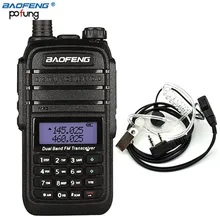 8W High Power DC7.4V 4800mAh Li-ion Battery 10 km Baofeng UV-B9 Walkie Talkie Dual Band Two Way Radio+ Air Acoustic Tube Headset