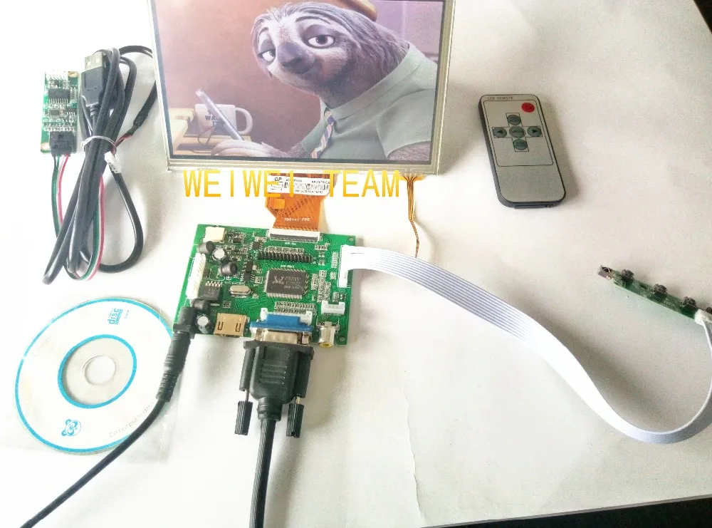 for INNOLUX 7 inch Raspberry Pi LCD Touch Screen Display TFT Monitor AT070TN92 with Touch screen Kit HDMI VGA Input Driver Board