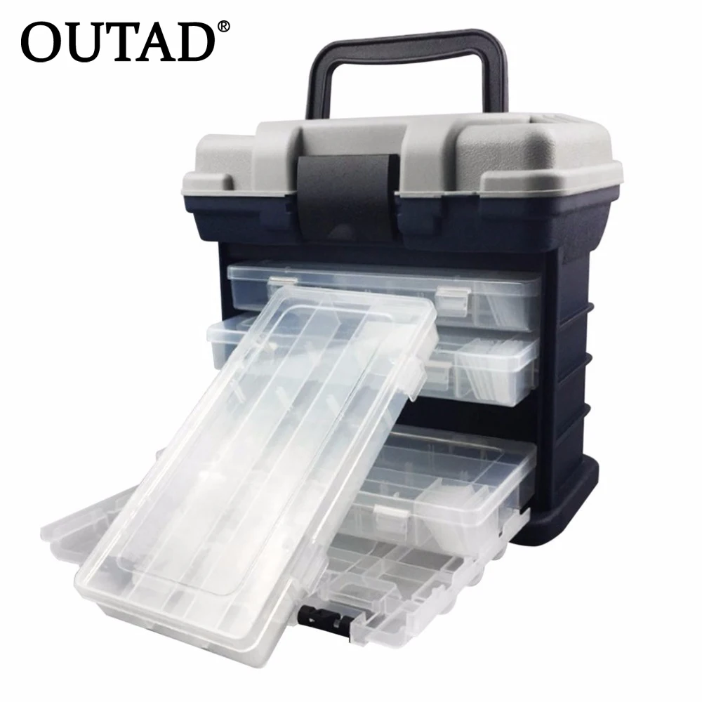 

OUTAD Multifunctional Fishing Box Four Layers Fishing Box Lure Bait Storage Box Hand-held Portable Case Container Fishing Supply