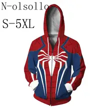 N-olsollo, осень и зима, мужские/wo, Harajuku, с карманами, на молнии, толстовки, толстовка, Человек-паук, мужские куртки, 3d принт размера плюс, 7 цветов