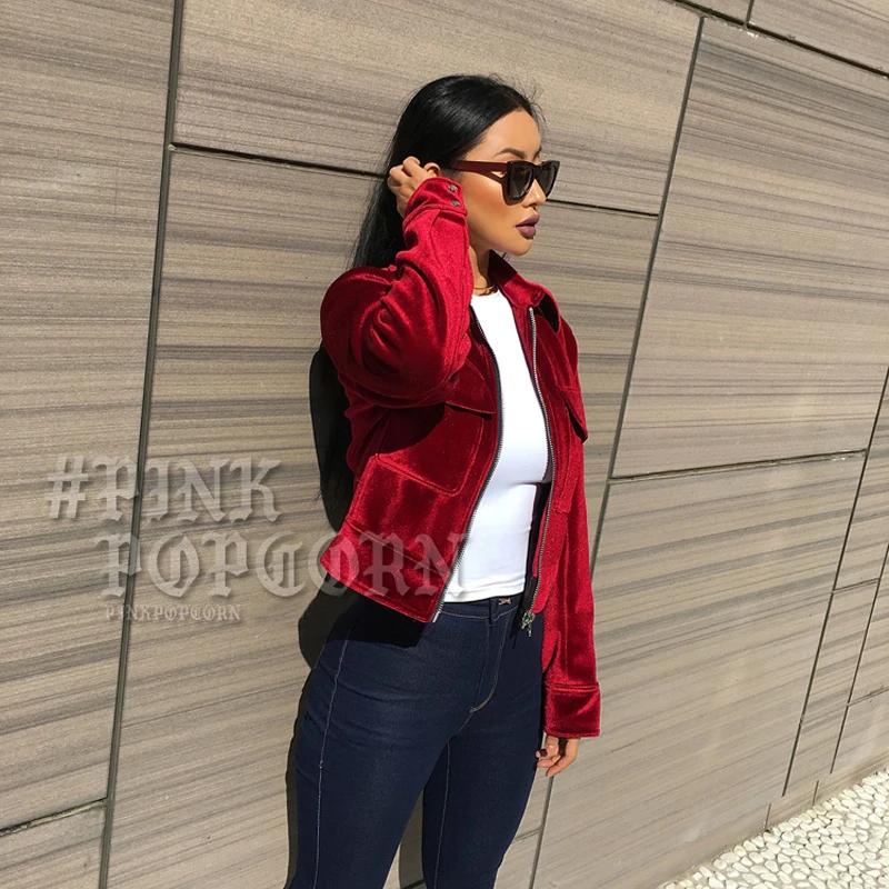 Good Quality Rich Looking Women Basic Coats Winter Velvet Jacket Bomber Coat Outerwear Autumn