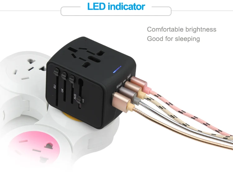 Международный адаптер питания Универсальный Европейский Американский Австралия переходник для вилки стандарта Великобритании все в 1 по всему миру 4 USB зарядное устройство
