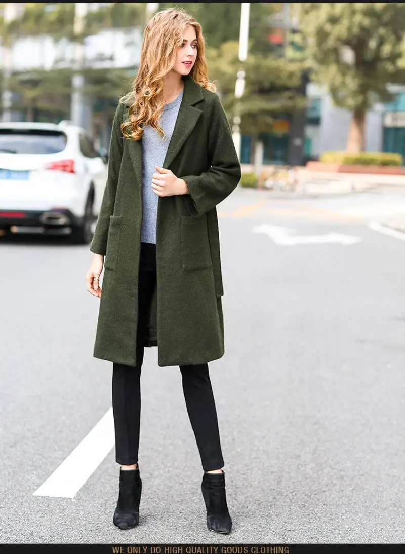 Autumn and winter new brand women's jacket belt slim long mohair woolen coat A-Line glamour fashion high quality outwear
