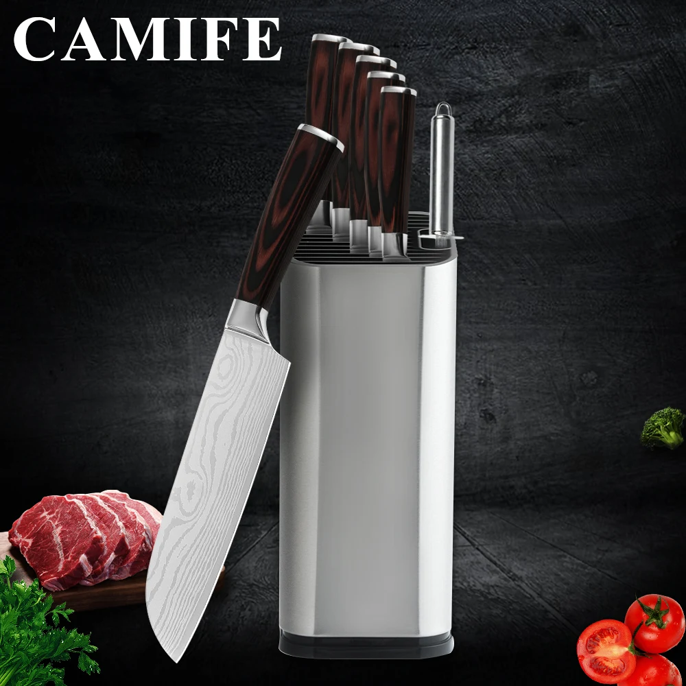 

7cr17 Stainless Steel Knife Set Damascus Pattern Knives Set Lightweight Handle Fruit Vegetable Meat Kitchen Tools Accessories