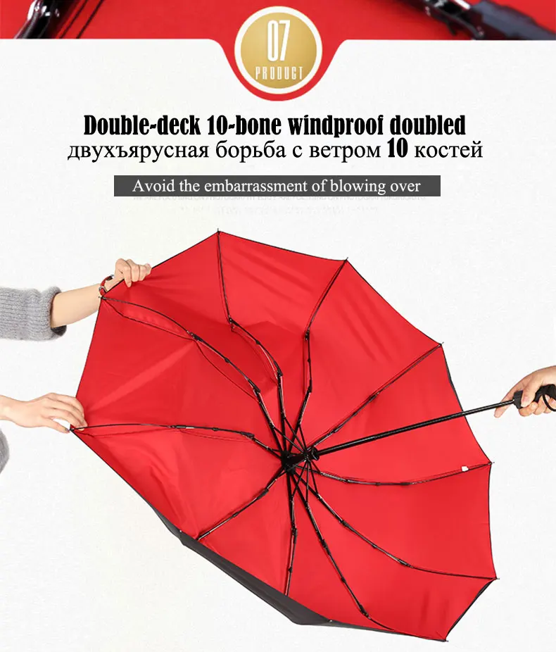 Сильный ветрозащитный двойной полностью автоматически складывающийся зонтик 10 к большой Стекловолоконный зонтик дождь для женщин мужчин бизнес Зонты