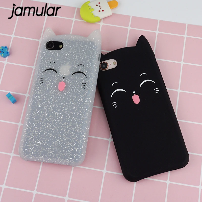 

JAMULAR 3D Cute Cartoon Cat Case For iPhone X 8 7 6 6s Plus Silicon Soft Back Cover For iPhone 7 6 6s Plus Animal Coque Funda