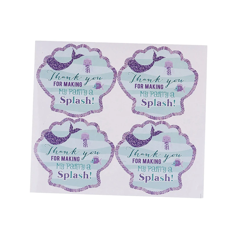 

40pcs/10sheets Party Favors Mermaid Sticker Thank You Sea Shell Label Mermaid Party Birthday Party Decorations