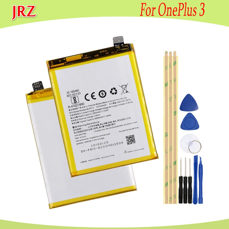 

JRZ 3.8V 2900mAh BLP613 battery For OnePlus 3 One Plus 3 Three phone Replacement Batteries Bateria with tools