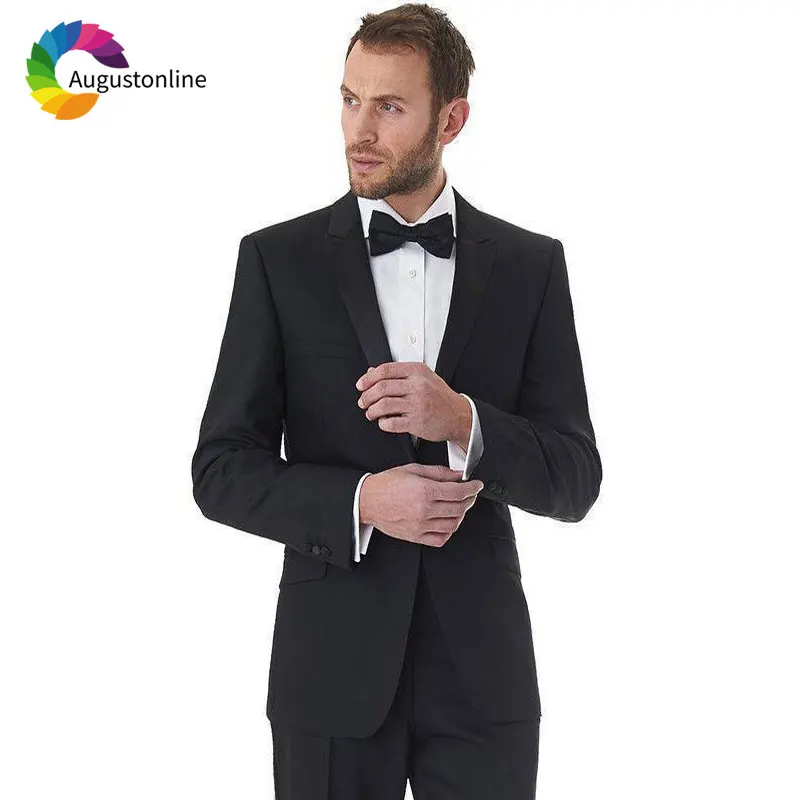 

Vintage Black Men Suit Slim Fit Wedding Groom Tuxedo Peaked Lapel Custom Made Blazer Masculino Jacket Pants 2Piece