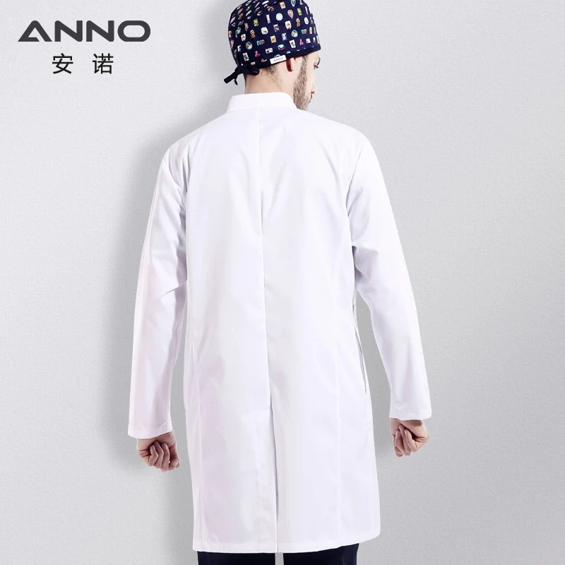 ANNO, хлопок, полиэстер, белое медицинское лабораторное пальто с длинными рукавами, одежда для врача, одежда для операционной