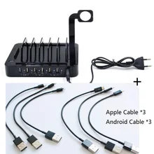 6 портов usb зарядная док-станция Концентратор Зарядное устройство Органайзер черный несколько мобильных планшетов зарядная подставка для iphone 5 6 7 iwatch