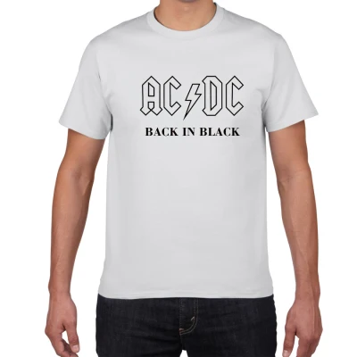 Новинка, Camisetas AC/DC band rock, Мужская футболка с графическим принтом acdc, Повседневная футболка с круглым вырезом, хип-хоп, короткий рукав, хлопковый топ - Цвет: white