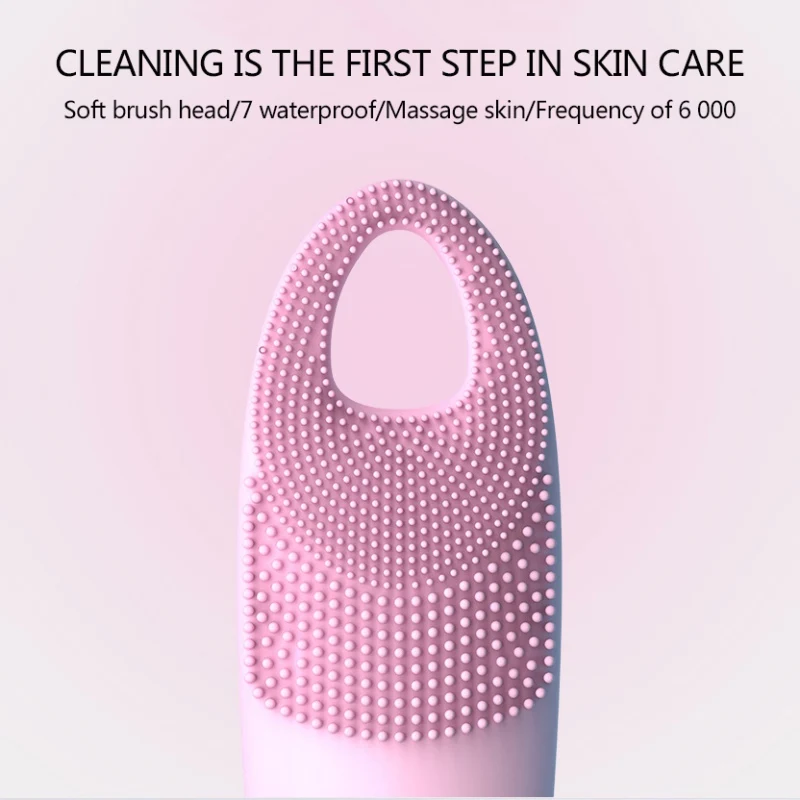 New Portable Silicone Electric Facial Cleansing Brush Waterproof Ultrasonic Vibration Face Deep Cleaner Face Washing Brush 3