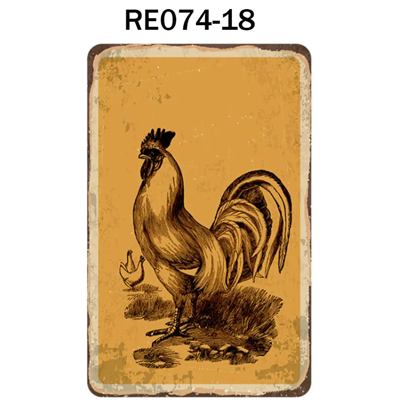 Счастливые курицы свежие яйца металлическая жестяная пластина плакат цыплята фермы рекламный плакат Винтажные Украшения для стен ресторана ретро-плакат знаки 20*30 см - Цвет: RE074-18