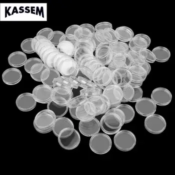 

Wholesale 100PCS Clear Round Boxed Coin Holder plastic Capsules Coin Box Display Cases 6 Sizes Available