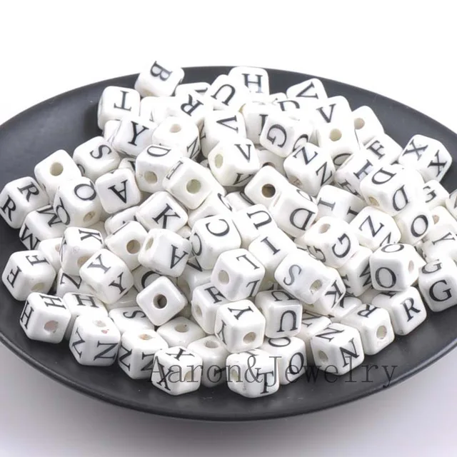 10 шт. бусины буквы YKL0355X для изготовления ювелирных изделий 8 мм|alphabet cube|letters