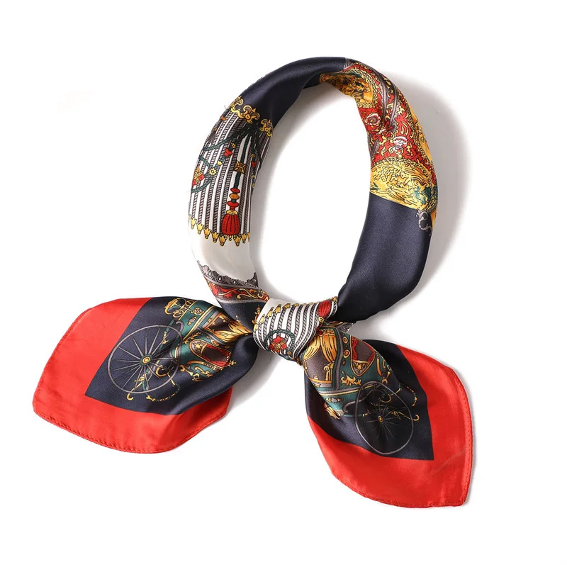 

Women's Square Silk Scarf Fashion Summer Shawls and Wraps Female Print Small Office Scarf Foulard Headband Handkerchief 70*70CM
