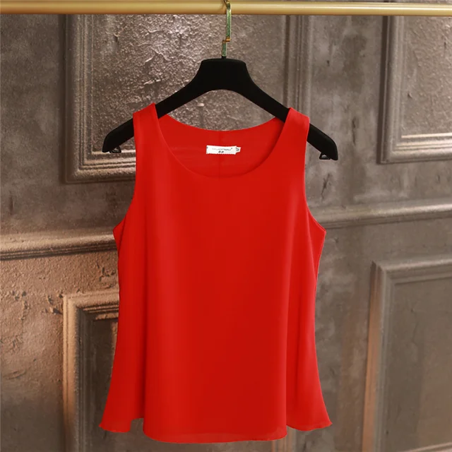 100% Original YUANYU New Arrival Sleeveless Casual blouse High Quality Chiffon shirt Loose Plus Size 6XL O-neck Women's blouse Red