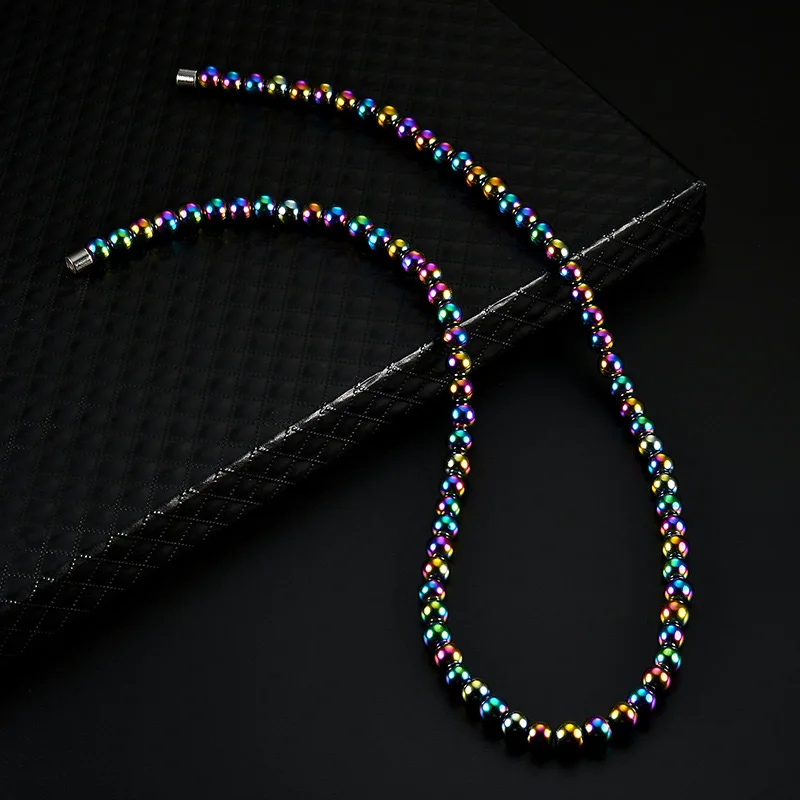 Мужское женское ожерелье из гематита с разноцветными бусинами магнитной терапии уход натуральный камень ожерелье s ювелирный подарок HSJ88