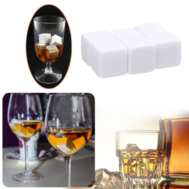 

Dropship Reusable 6PCS/Bag Natural Cool whiskey stones Bar Accessories home bar wine holder bag for freezer ice bucket champagne