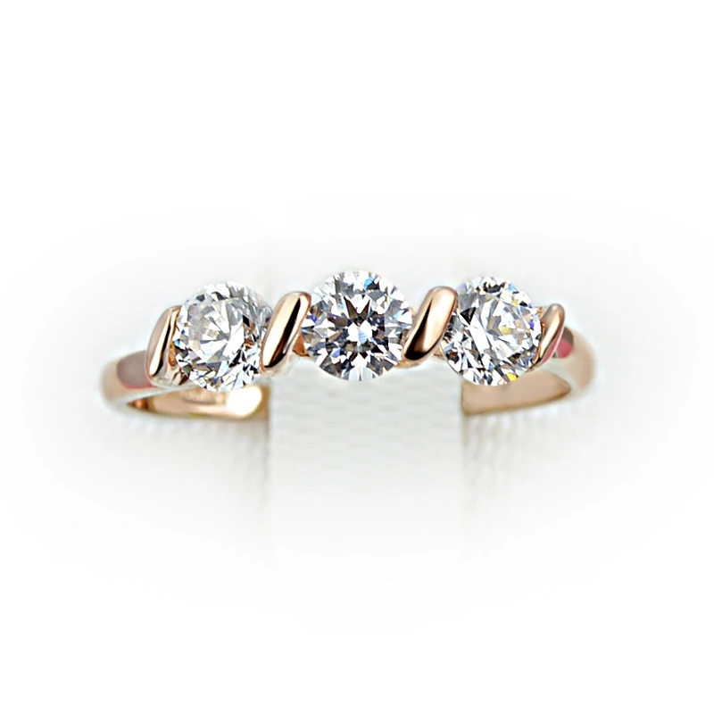 

Rose Gold Color Girls Jewelry 3 Austrian Zircon Crystal Wedding Rings For Women New Fashion Female Gift 2018 11.11 Hot Sale