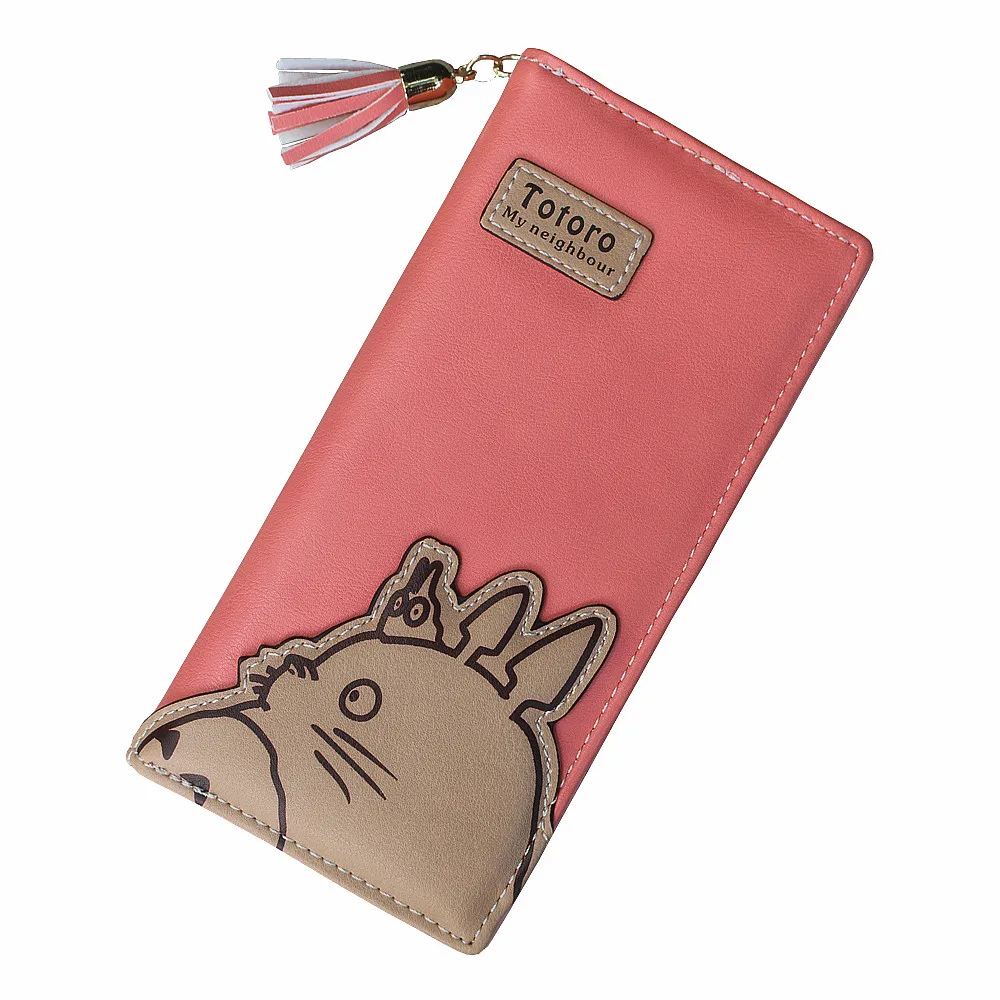 

19*9*3cm Japan Popular Anime Hayao Miyazaki Totoro Female Long Wallets 5 Colors PU Leather Zipper & Hasp Multi-functional Wallet