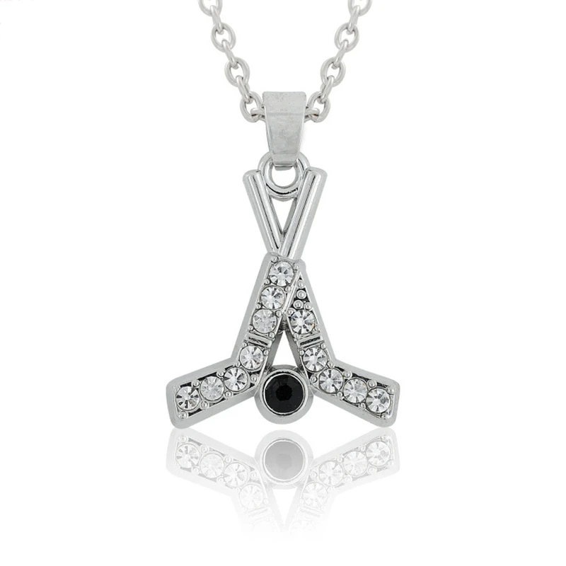 Rhinestone I LOVE Hockey Pendant Necklace Exquisite Crystal Field Hockey Women Man Sport Jewelry Gift Wholesale