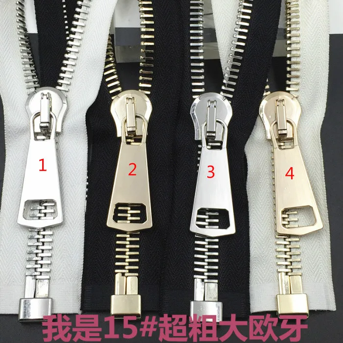 

15# 100% Copper Metal Zippers Brass zip 1pcs 70cm 85cm 100cm Fecho de correr Sewing DIY Bags Luggages Jacket Clothes Accessories