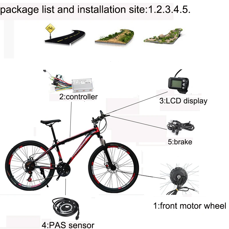 Sale Bicycle Electric Motor Scooter Wheel Motor 36V 250W 26"29 Inch 700C Bicycle Engine Pas Lcd Display Front Screw Black Wheelbarrow 2